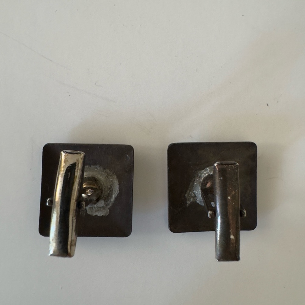 Abstract enamelled copper Square cuff links - Picture 4 of 4